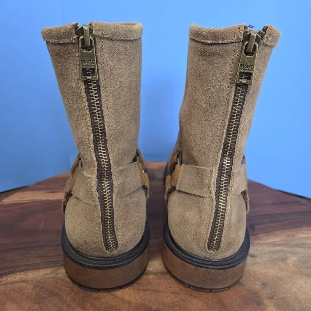 Andrew Marc Wymore Suede Engineer Boots Tan 2570 Men's 10.5